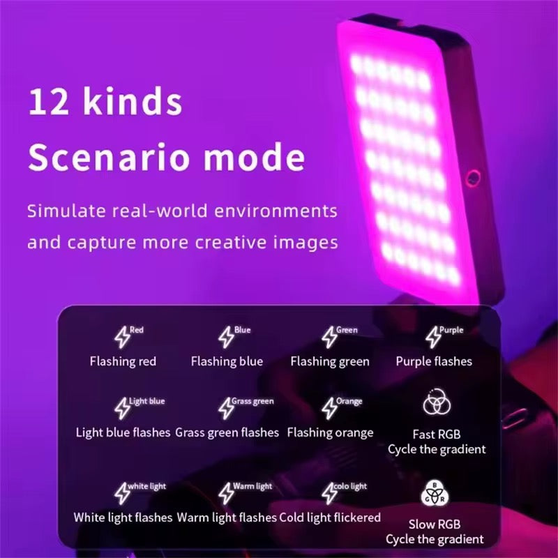 Lampe LED de Poche Professionnelle – Éclairage Photo & Vidéo RGB Rechargeable